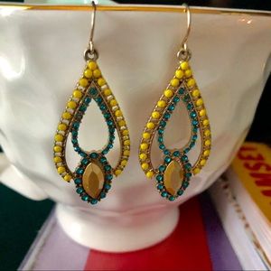 Yellow, Turquoise, and Gold Earrings